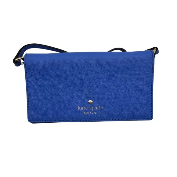 Kate Spade Crossbody Wallet on Chain Phone Holder‎ Cobalt Blue Colorful Preppy - Picture 1 of 8